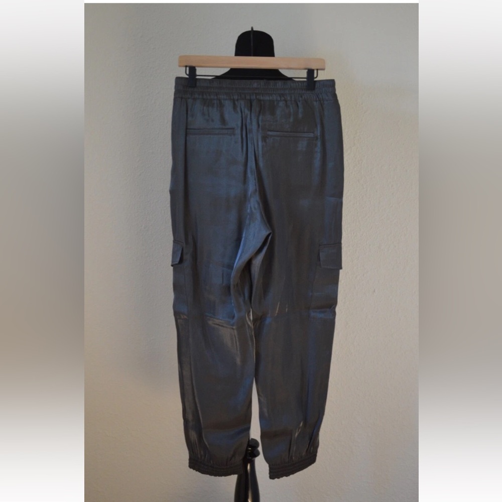 Anthropologie Dark green/Gray Shimmer Shine Joggers Cargo Pants Medium XSP - Picture 2 of 7